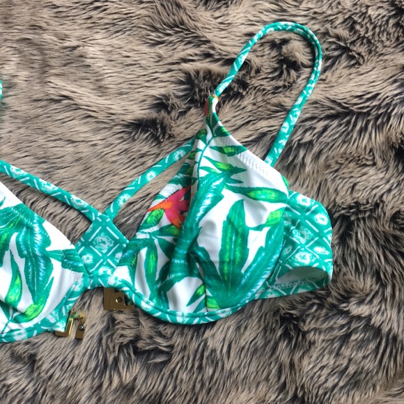 MINKPINK Tropical Jade Floral Cutout Bikini Top - Picture 4 of 5